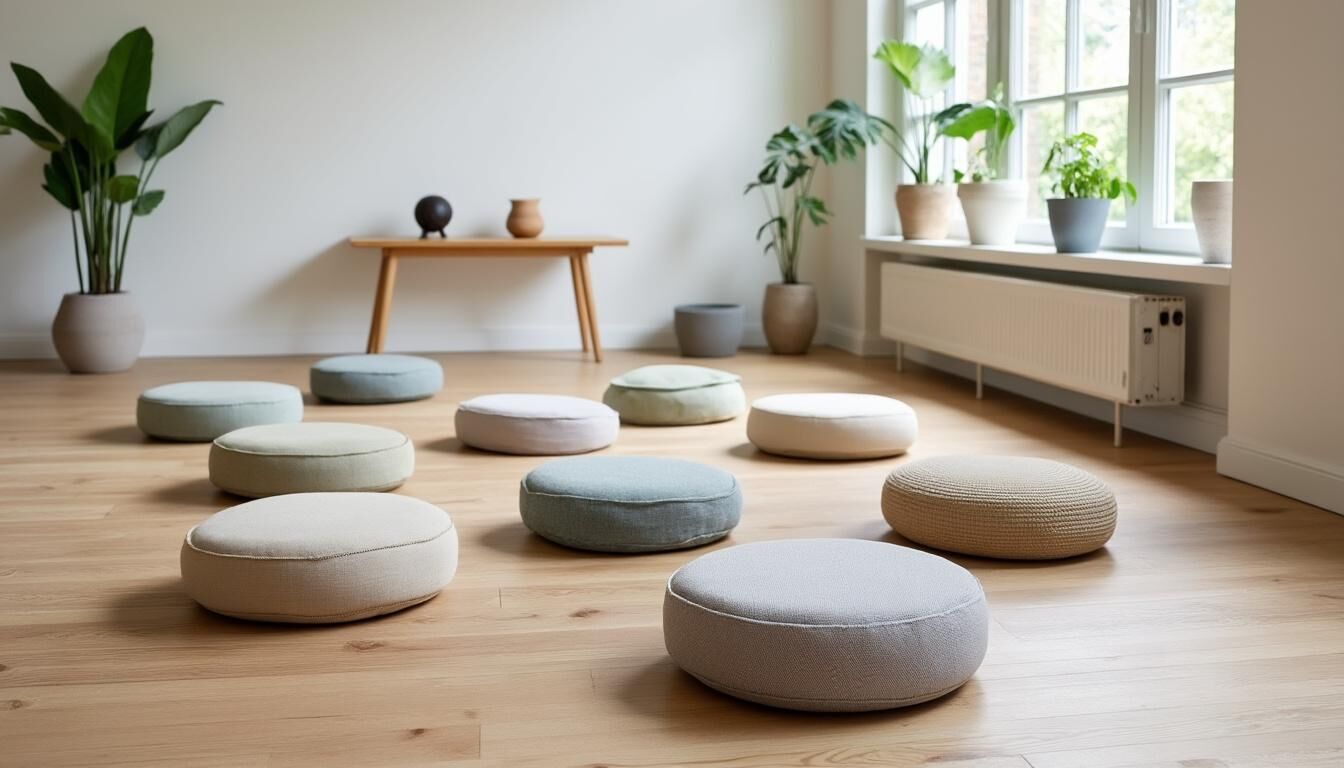 Découvrez notre collection de coussins de méditation, zafus et accessoires de yoga. Offrez-vous un confort optimal pour votre pratique spirituelle et physique. Relaxation et bien-être garantis.