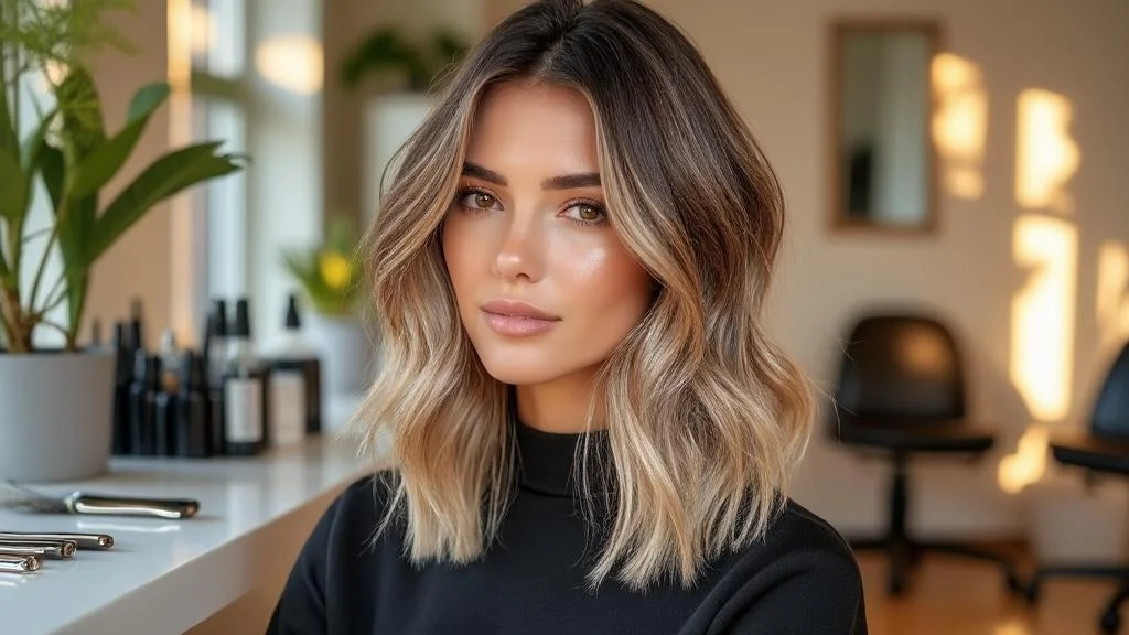 chatain meche blond cendré